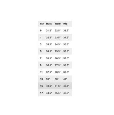 Zeroxposur size sale chart women's